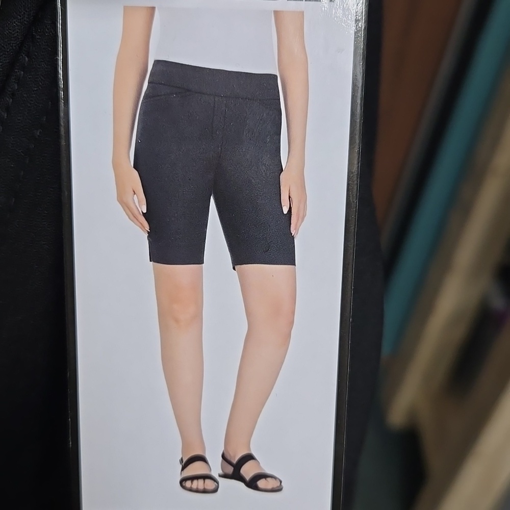 Hilary Radley Black Mid Rise Bermuda Shorts